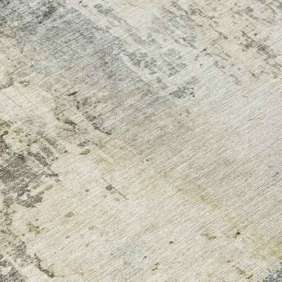 8' Pewter And Gray Round Abstract Washable Indoor Outdoor Area Rug Photo 7