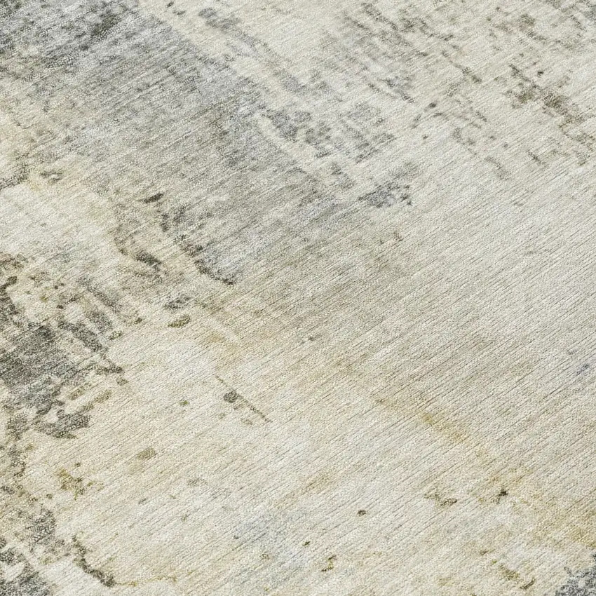 8' Pewter And Gray Round Abstract Washable Indoor Outdoor Area Rug Photo 7