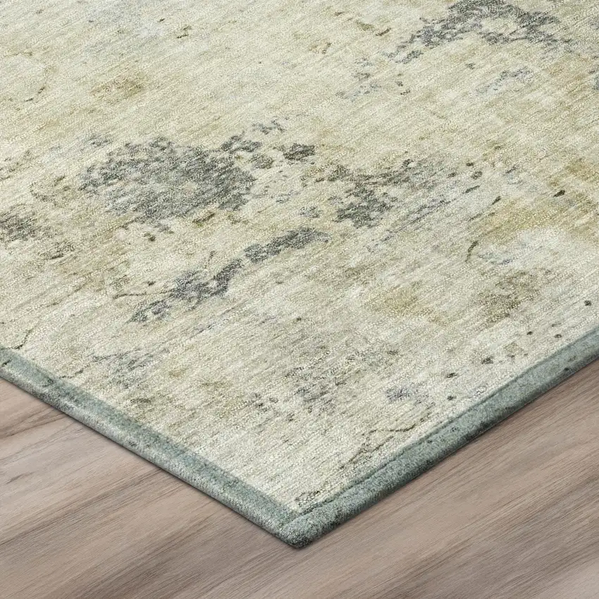 8' Pewter And Gray Round Abstract Washable Indoor Outdoor Area Rug Photo 6