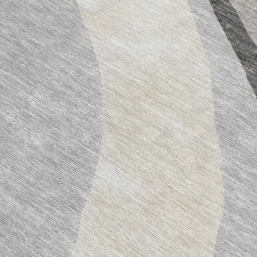 8' Pewter And Gray Round Abstract Washable Indoor Outdoor Area Rug Photo 3