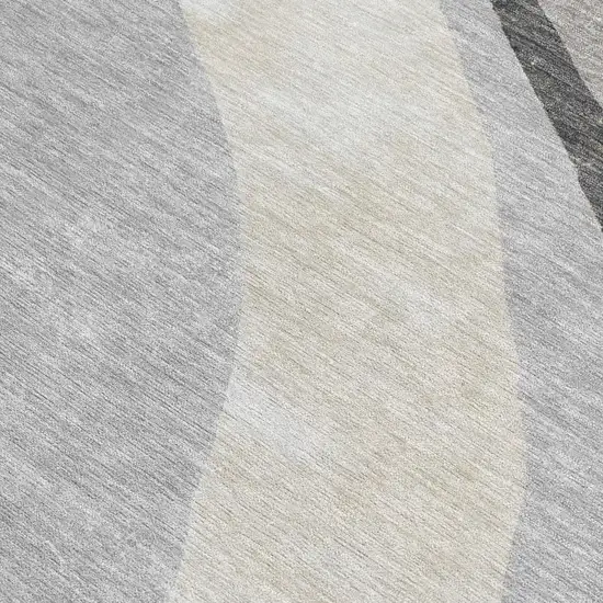 8' Pewter And Gray Round Abstract Washable Indoor Outdoor Area Rug Photo 3