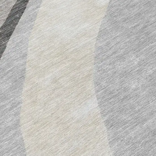 8' Pewter And Gray Round Abstract Washable Indoor Outdoor Area Rug Photo 1