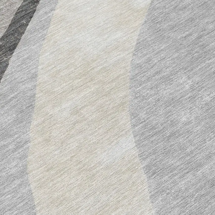 8' Pewter And Gray Round Abstract Washable Indoor Outdoor Area Rug Photo 1