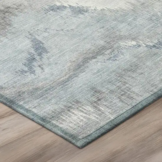 8' Pewter And Gray Round Abstract Washable Indoor Outdoor Area Rug Photo 4