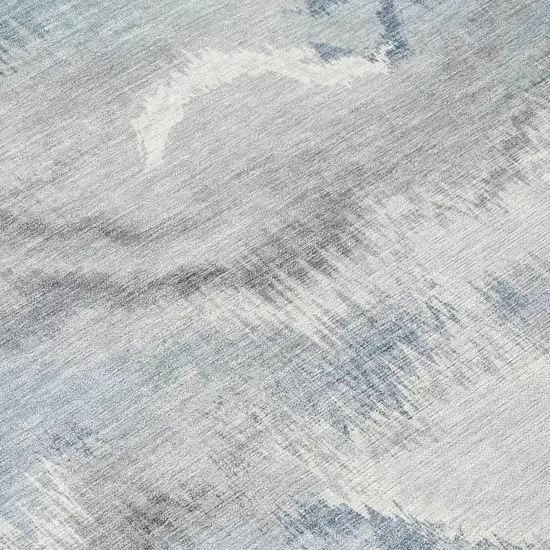 8' Pewter And Gray Round Abstract Washable Indoor Outdoor Area Rug Photo 5