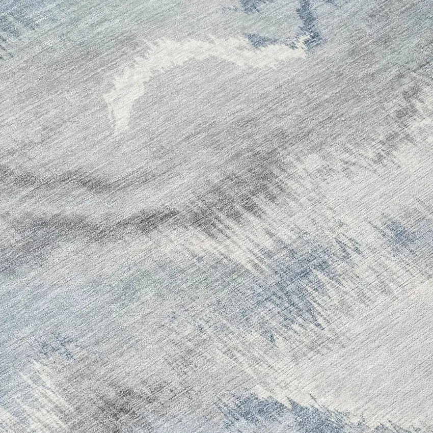 8' Pewter And Gray Round Abstract Washable Indoor Outdoor Area Rug Photo 5