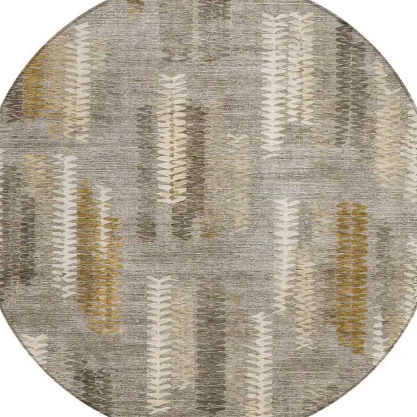 8' Pewter And Gray Round Abstract Washable Indoor Outdoor Area Rug Photo 3