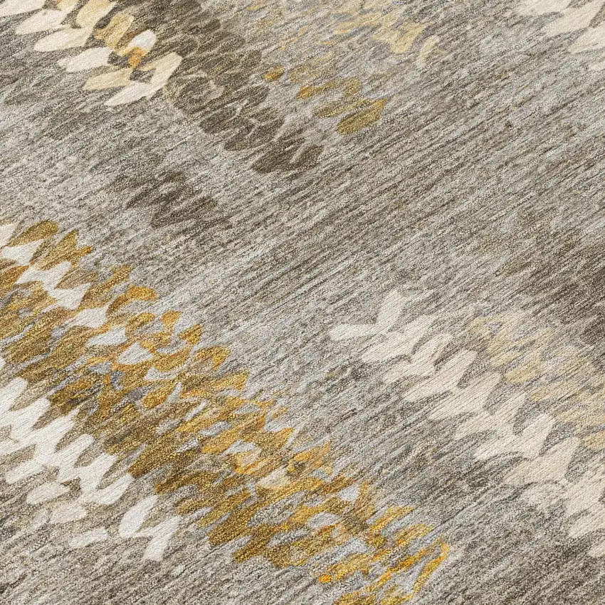 8' Pewter And Gray Round Abstract Washable Indoor Outdoor Area Rug Photo 5
