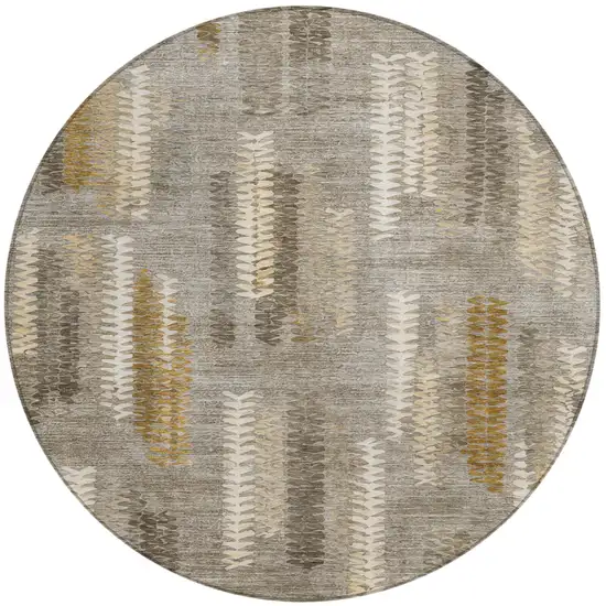 8' Pewter And Gray Round Abstract Washable Indoor Outdoor Area Rug Photo 1
