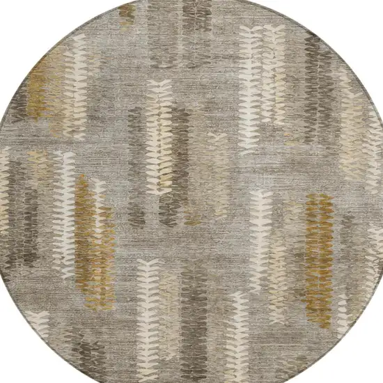 8' Pewter And Gray Round Abstract Washable Indoor Outdoor Area Rug Photo 2