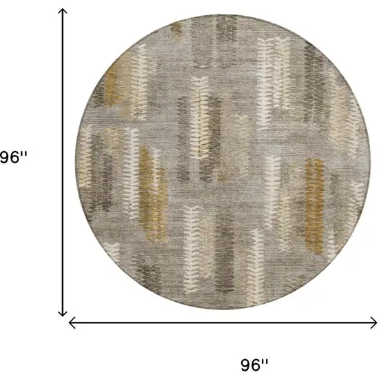 8' Pewter And Gray Round Abstract Washable Indoor Outdoor Area Rug Photo 6