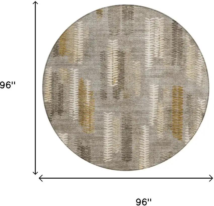 8' Pewter And Gray Round Abstract Washable Indoor Outdoor Area Rug Photo 6