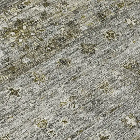 8' Pewter And Gray Round Floral Washable Indoor Outdoor Area Rug Photo 8