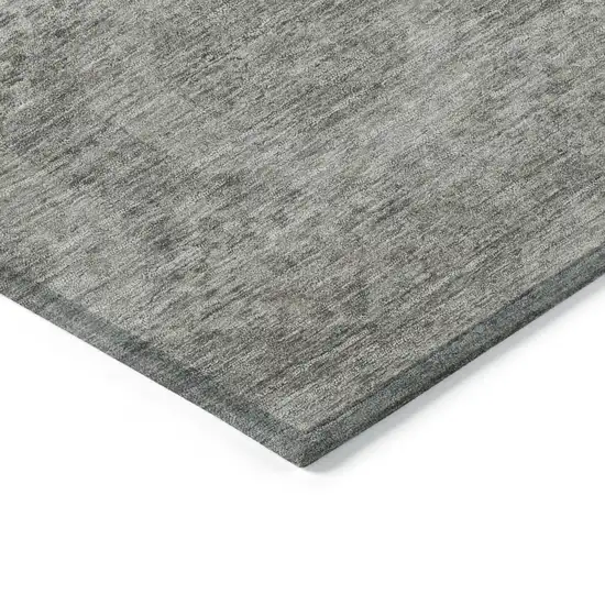 8' Pewter And Gray Round Medallion Washable Indoor Outdoor Area Rug Photo 7