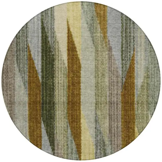 8' Pewter And Gray Round Striped Washable Indoor Outdoor Area Rug Photo 4
