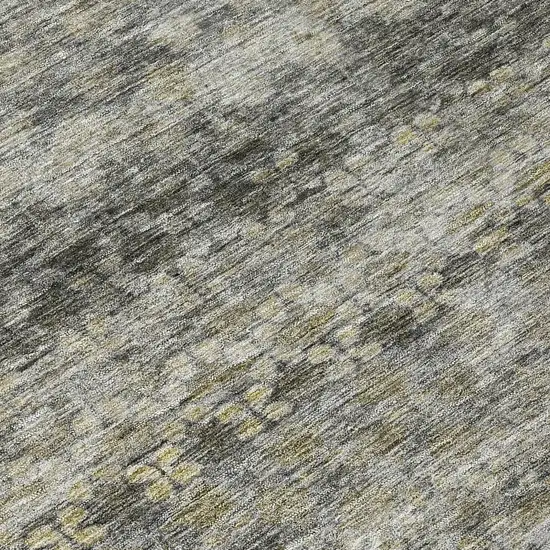 8' Pewter And Green Round Striped Washable Indoor Outdoor Area Rug Photo 8