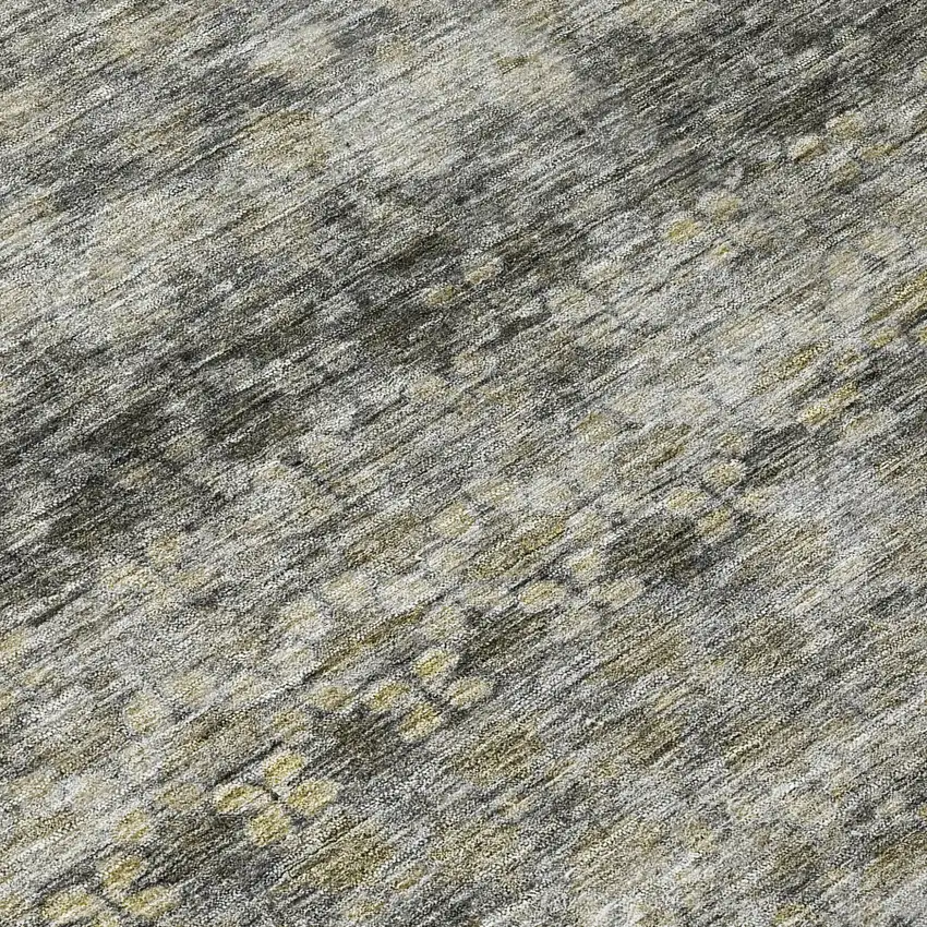8' Pewter And Green Round Striped Washable Indoor Outdoor Area Rug Photo 8