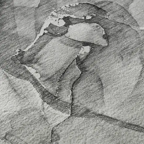 8' Pewter And Ivory Abstract Washable Round Rug With UV Protection Photo 8