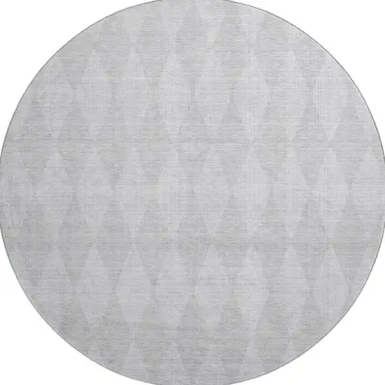 8' Pewter And Ivory Diamond Washable Round Rug With UV Protection Photo 3