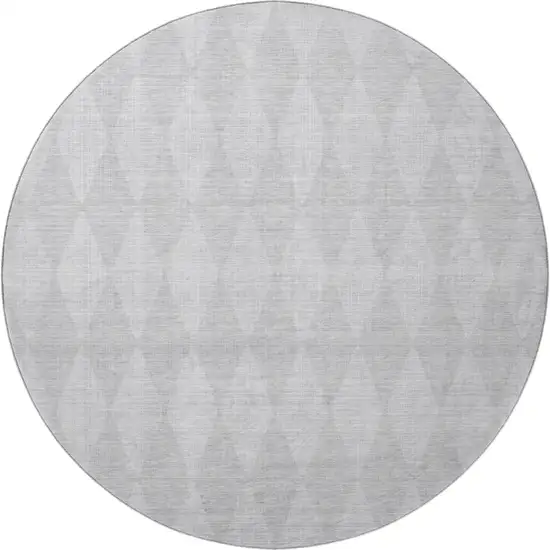 8' Pewter And Ivory Diamond Washable Round Rug With UV Protection Photo 4