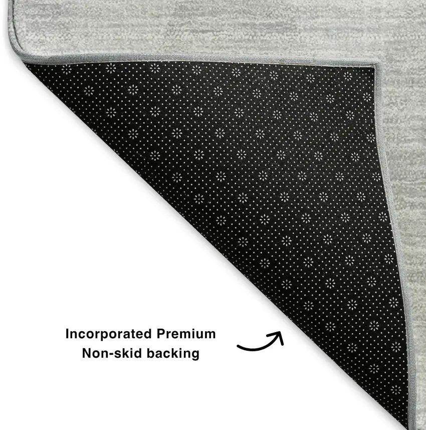 8' Pewter And Ivory Diamond Washable Round Rug With UV Protection Photo 6