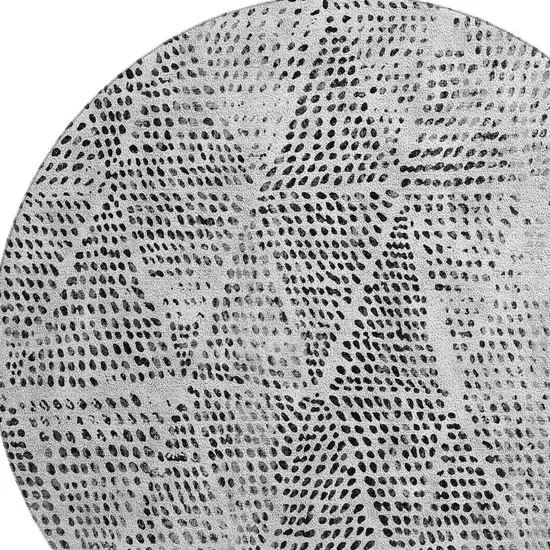 8' Pewter And Ivory Diamond Washable Round Rug With UV Protection Photo 3