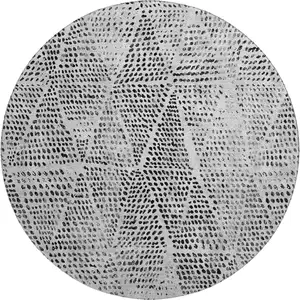 Photo of 8' Pewter And Ivory Diamond Washable Round Rug With UV Protection