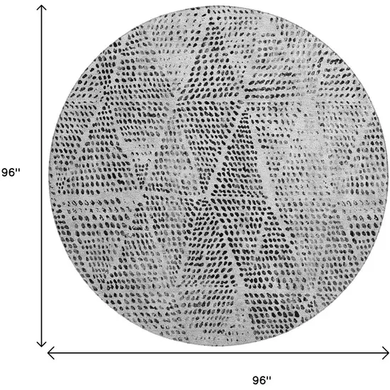 8' Pewter And Ivory Diamond Washable Round Rug With UV Protection Photo 3