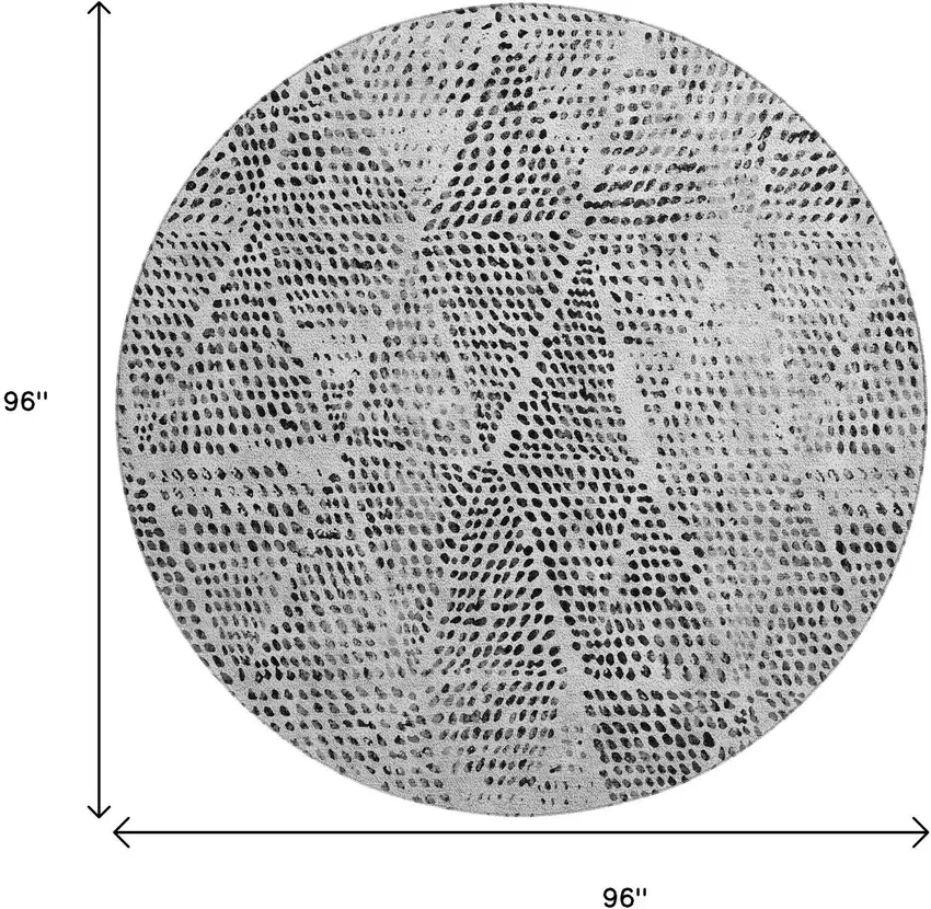 8' Pewter And Ivory Diamond Washable Round Rug With UV Protection Photo 3