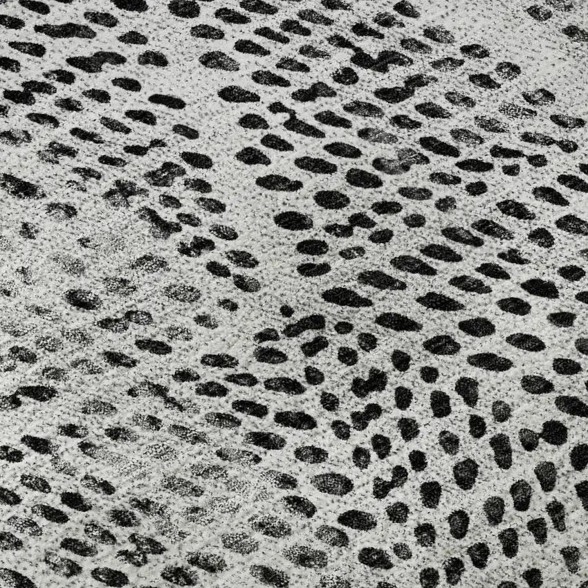 8' Pewter And Ivory Diamond Washable Round Rug With UV Protection Photo 9