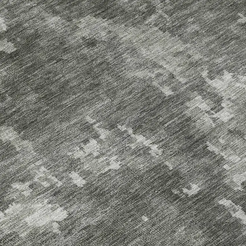 8' Pewter And Ivory Round Abstract Washable Indoor Outdoor Area Rug Photo 9