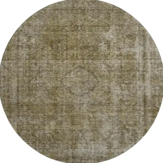 8' Pewter And Silver Abstract Washable Round Rug With UV Protection Photo 3