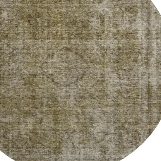 8' Pewter And Silver Abstract Washable Round Rug With UV Protection Photo 2