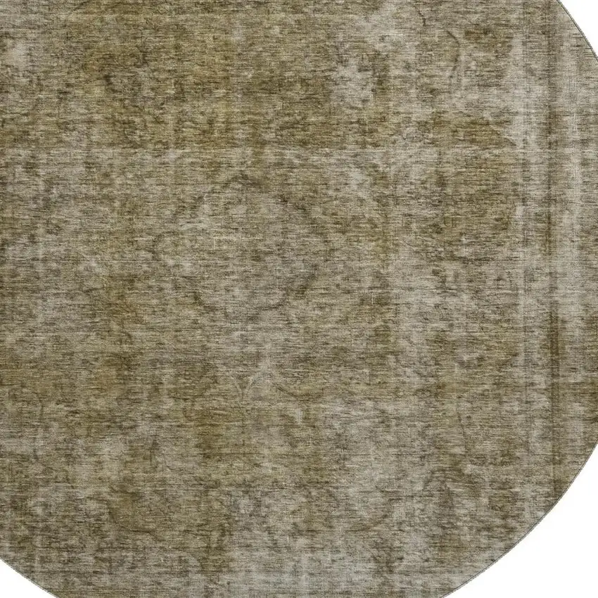 8' Pewter And Silver Abstract Washable Round Rug With UV Protection Photo 2