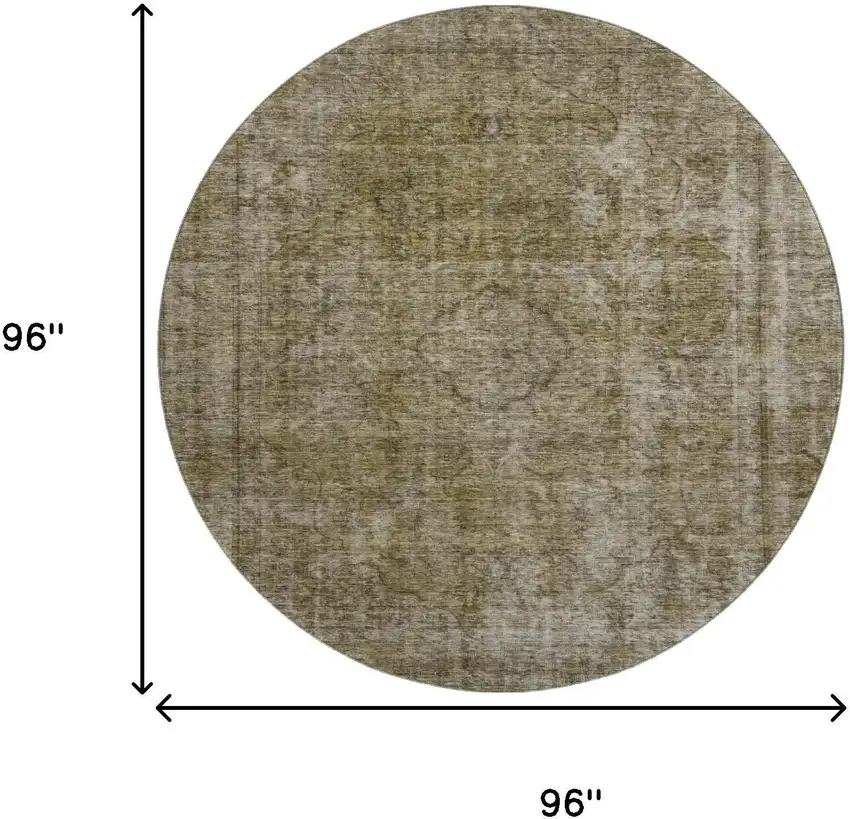 8' Pewter And Silver Abstract Washable Round Rug With UV Protection Photo 9