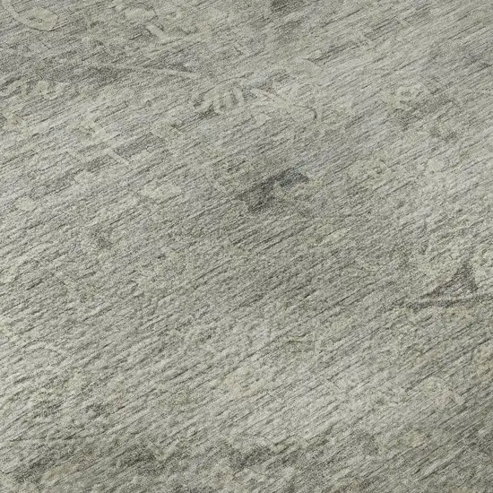 8' Pewter And Silver Medallion Washable Round Rug With UV Protection Photo 8