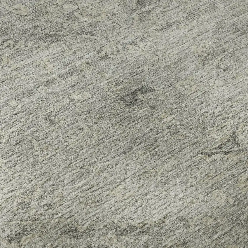 8' Pewter And Silver Medallion Washable Round Rug With UV Protection Photo 8