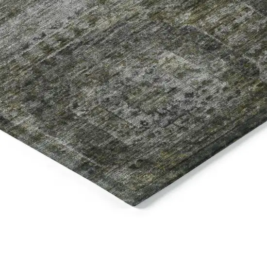 8' Pewter And Silver Round Medallion Washable Indoor Outdoor Area Rug Photo 7