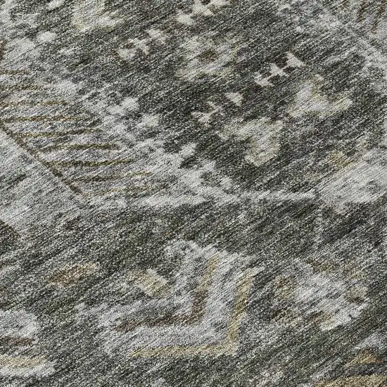 8' Pewter And Silver Round Medallion Washable Indoor Outdoor Area Rug Photo 9