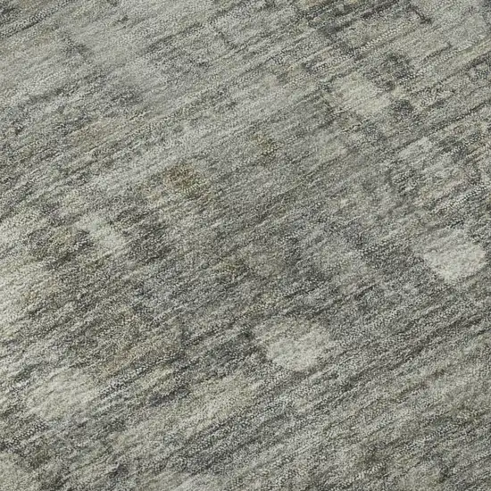 8' Pewter And Taupe Geometric Washable Round Rug With UV Protection Photo 8