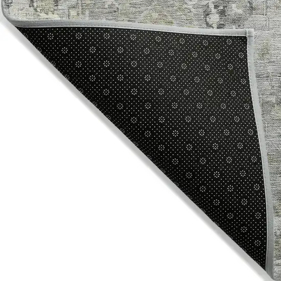 8' Pewter Beige And Ivory Round Oriental Washable Indoor Outdoor Area Rug Photo 9