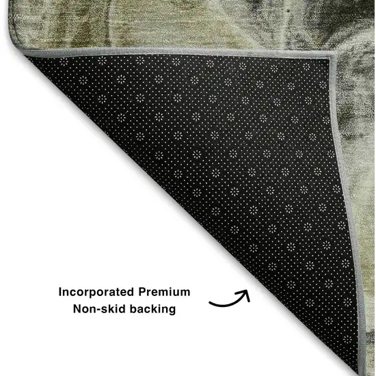 8' Pewter Black And Silver Abstract Washable Round Rug With UV Protection Photo 6