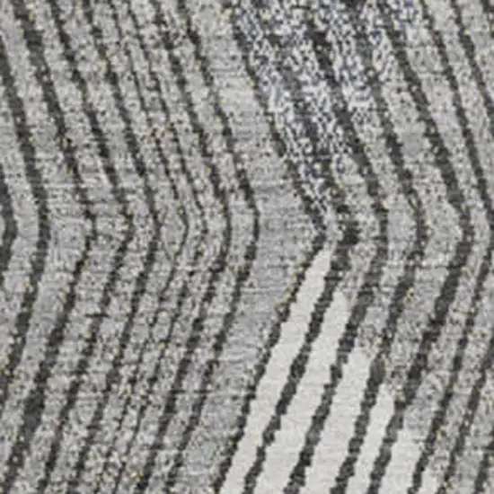 8' Pewter Gold And Ivory Geometric Washable Round Rug With UV Protection Photo 3