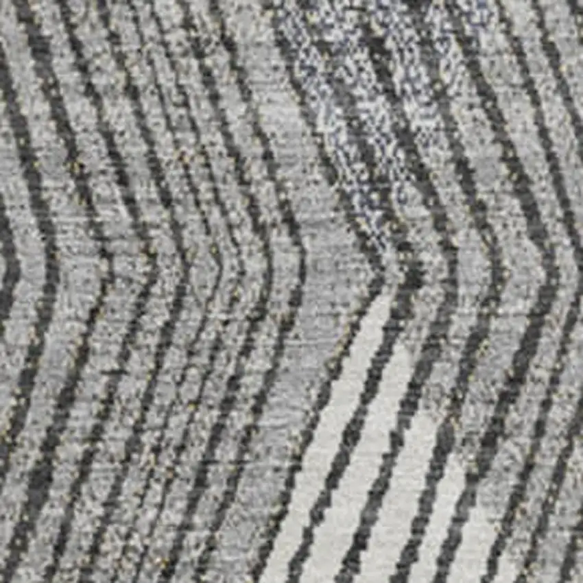 8' Pewter Gold And Ivory Geometric Washable Round Rug With UV Protection Photo 3