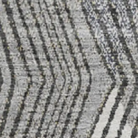 8' Pewter Gold And Ivory Geometric Washable Round Rug With UV Protection Photo 2