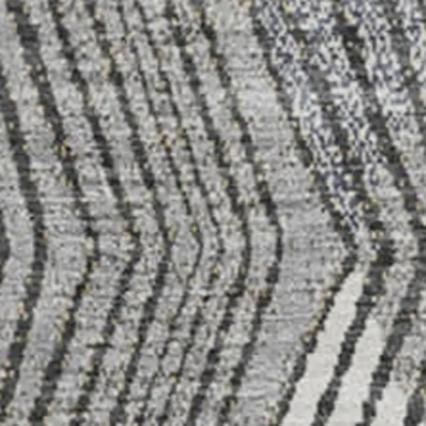 8' Pewter Gold And Ivory Geometric Washable Round Rug With UV Protection Photo 2