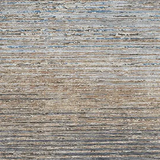 8' Pewter Gray And Beige Striped Washable Area Rug With UV Protection Photo 3