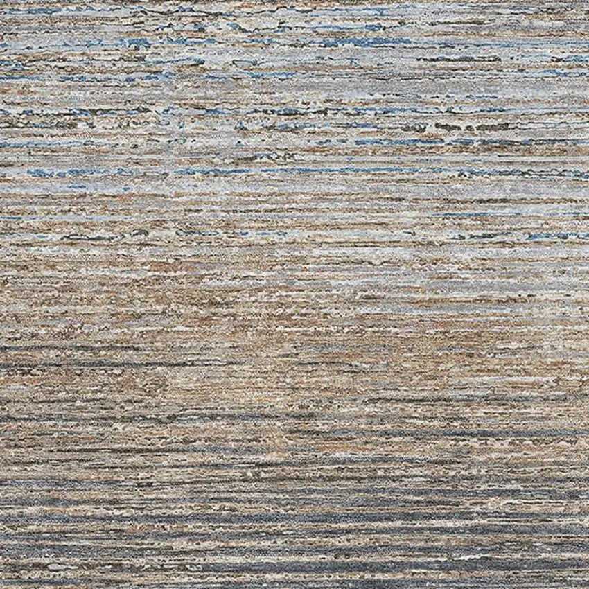 8' Pewter Gray And Beige Striped Washable Area Rug With UV Protection Photo 3