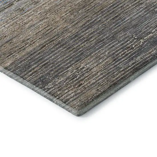 8' Pewter Gray And Beige Striped Washable Area Rug With UV Protection Photo 7