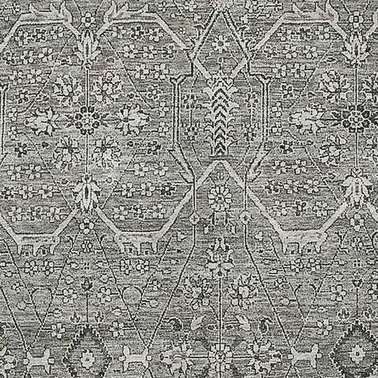8' Pewter Gray And Silver Floral Washable Area Rug With UV Protection Photo 2